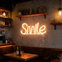 1pc LED Bar Game Room Smile Neon Sign Wall Decor, Battery/USB Powered, Suitable For Holiday Party, Fairy Lights, Home, Shop, Bedroom, Living Room Decoration - Smile Neon Sign - View 8