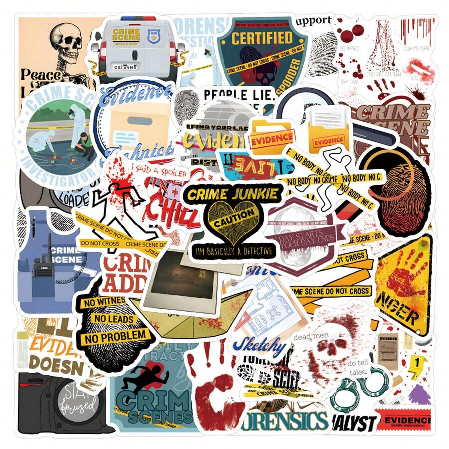 60Pcs Funny Crime Scene Stickers Crime Scene Decor Crime Scene Party Decorations Aesthetic Stickers Vinyl Waterproof For Laptop Phone Car Skateboard Water Bottles Scrapbooking Computer Journaling Scrapbook Supplies Stationery Funny Stickers Kindle - A - View 1