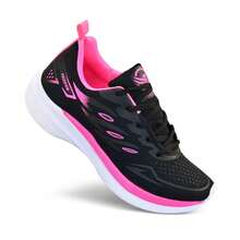 Lightweight, Soft Athletic Shoes | Breathable | Comfortable Cushioning | Thick, Non-Slip Sole | Walking/Running | Men's - Đen/Hồng - Xem 2