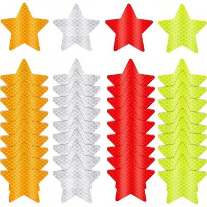 40Pcs Shape Reflective Stickers, Warning Safety Reflector Stickers Waterproof Safety Helmet Stickers Vehicles, Bicycles, Motorcyclesc And Construction Workers