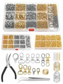 DIY钥匙扣制作套装，包含钥匙扣环及钥匙圈，适用于珠宝制作，DIY钥匙扣工艺材料包括钥匙扣钩、旋转环、开口环和延长链，也适用于包袋制作。 - 鑰匙圈套裝 - 查看 1