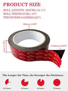 WalDecoo 1roll Heavy Duty Double Sided Foam Tape Strong Adhesive Waterproof Mounting Tape For Walls Home Office Automotive - View 5