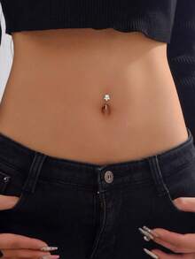 1件925纯银星形肚脐环，7字形极简心形花朵肚脐环，独特复古风格耳环 - 單隻 - 查看 2