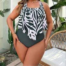 Free-Ship-Random Women's Plus Size Tankini Swimsuit Set - Cadet Blue - View 1