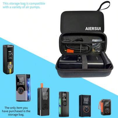 Multi-Functional Daily Travel Organizer Bag, Earphone & Cable Storage Box, Power Bank Pouch, Electronics Accessories Bag | EVA Hard Shell - Compact Storage Bag With Mesh Pockets, Ideal For USB Cables, Car/Bicycle Inflator & Accessories | Portable Car Air Pump Storage Box, Perfect For Digital Car Accessories And Auto Parts | Zipper Closure Design, And Reliable