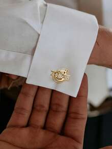 Customized Initial Cufflinks, Premium Cufflinks, Groom Wedding Gift, Perfect For Boyfriend, Valentine's Day, Christmas, New Year Gift - Gold-style 3 - View 4