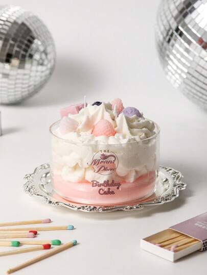 1支罐装草莓粉色仙女蛋糕蜡烛，创意手工节日浪漫氛围装饰，高端摄影道具，适合日常使用，情人节、斋月、复活节、母亲节、圣诞节、万圣节、新年等节日，是送给家人和朋友的节日纪念礼物。