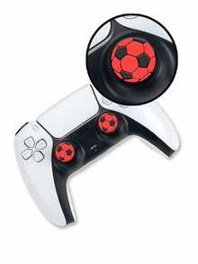 2pcs Black & Red Football Shaped Joystick Cap, Silicone Gamepad Thumb Grip Stick Cover - View 5