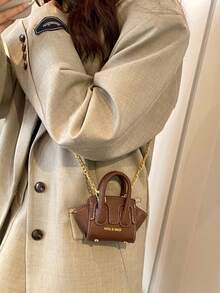 迷你翅膀包、大眼睛包、时尚小巧笑脸包、百搭可爱迷你手提包、萌萌迷你斜挎包、超小包 - 咖色 - 查看 9