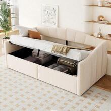 Sofa Bed Frame - Beige + Upholstered + Bedroom - View 3