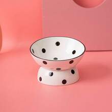 shuo ni mao yi Pet Ceramic Bowl Mushroom Polka Dot Design Easy To Clean Ceramic Material Cat And Dog Eating Bowl Comes With Silicone Spoon Cat Bowl Dog Bowl Pet Eating Bowl As A Gift - 300ml - View 4