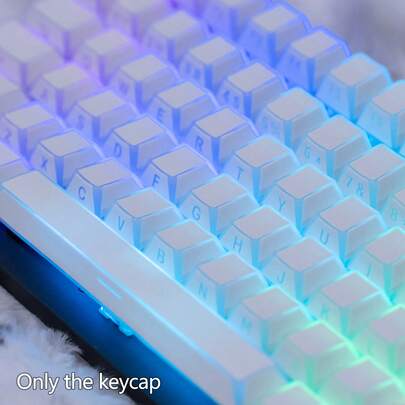 PBT Keycap Set, Cherry Profile Side-Engraved, Edge & Corner Shine-Through Backlit, Compatible With Cherry MX Switches, Fits Mechanical Keyboards With 6.25U Spacebar, Ideal For Gaming & Office, Keycaps Only