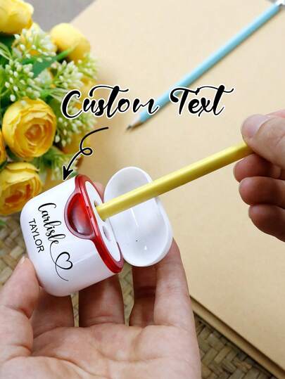 Customizable Name-Branded White Double-Ended Pencil Sharpener - A Personalized White Double-Ended Pencil Sharpener, A Customizable Manual Pencil Sharpener, Suitable As A Birthday Gift, Holiday Gift, Christmas Gift, Or A Gift For A Son Or Daughter.