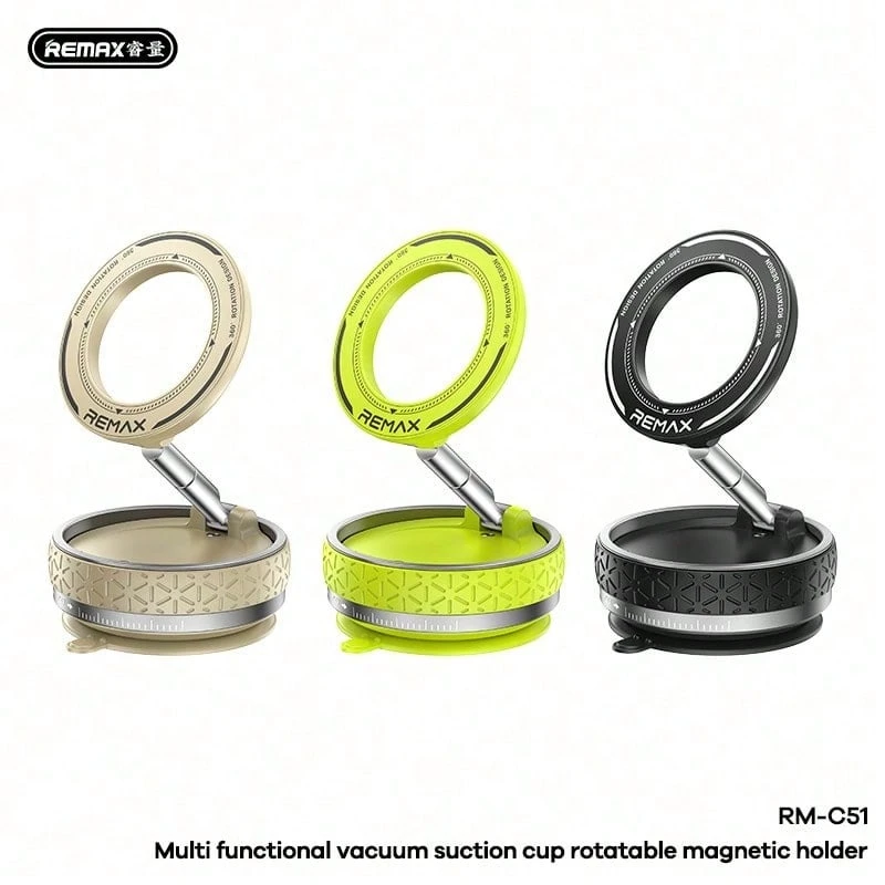 REMAX RM-C51 Multifunctional Vacuum Adsorption 360° Rotating Magnetic Car Phone Holder - Multicolor - View 1