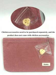 1pc Letter Graphic Zippered Makeup Bag(Without Chicken Pendant), Pink Room Decor Home Bedroom Bathroom Living Room Desk Decor Travel Stuff Wedding House Decor Birthday Mushroom Accessories Gifts Dad Mom Best Friend Teacher Man Funny Storage Jewelry Organizer Box Bathroom Set Storage Organizer In Storage Boxes & Bins Perfume Organizer Makeup Bag Storage Box Bag, Holiday Beach, Bathroom, Bedroom, Large Capacity A1KA - 米色 - 查看 2