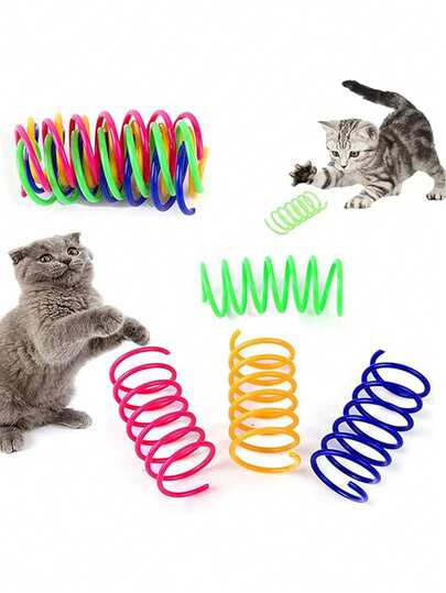 40/20/12/8/4pcs Set Colorful Spring Cat Toys, Cute Springy Cat Toys Suitable For Kittens, Durable Multi-Color Cat/Dog Springs, Indoor Cats Can Bat, Chase & Bite The Elastic Springs, Lightweight Plastic, Interactive Puzzle Toys, Multi-Color