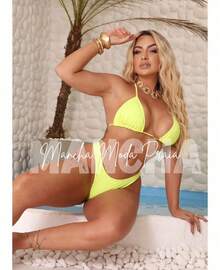 Polyamide Bikini With Lined Cups - S, M, L, XL - Yellow - View 6