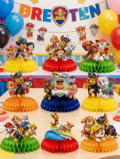 Paw Patrol Theme Party Decoration Set Now Available! Honeycomb Figurines And Desktop Decor, Featuring Rubble, Chase, Rocky, Zuma, Skye, Everest, Tracker, Tuck, Ella, Rex, WildCat, Liberty Characters. Comes In Signature Colors For Visually Striking Effect! Suitable For Birthday Parties, Christmas Decorations, Family Christmas Gifts, And Christmas Decor. Actual Product May Differ From Image Shown.