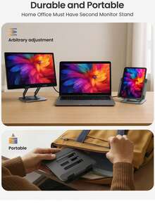 360度旋转平板电脑支架，手机和平板电脑支架，铝塑面板+碳钢底座，多功能桌面懒人支架，360度旋转可折叠，轻便易携。 - 查看 7