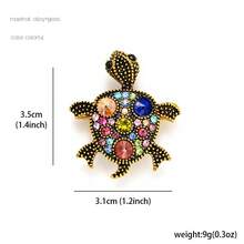 1pc Vintage Rhinestone Turtle Brooch, Alloy Ocean Animal Badge Pin For Clothes, Bags & Accessories (Random Rhinestone Placement) - Turtle Brooch - View 6