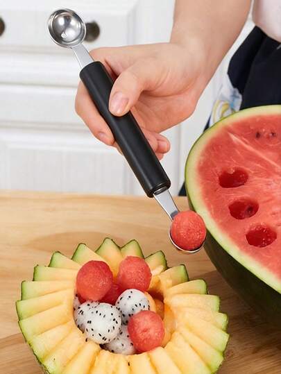 1/2个不锈钢水果球勺，水果球挖掘器，双头水果瓜球勺，西瓜球勺，创意水果勺，双头西瓜勺，哈密瓜勺，冰淇淋勺，厨房工具，厨房配件