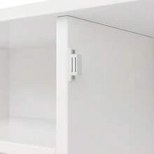 Mueble de cocina con estantes ajustables y botellero, aparador de cocina alto con 4 puertas y 2 cajones, aparador para cocina y salón, mueble aparador, color blanco - Blanco - Ver 10