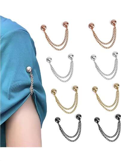 Magnetic Clothing Clips, A Great Tool For Shortening T-Shirts, Multi-Functional Magnetic Button Clips, Magnetic Fixed Buckle Chains, Clothing Accessories, Adjustable Buttons For Shortening The Hem Of Tops, Suitable For T-Shirts, Sweaters, Jeans, Etc