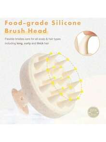 1pc Scalp Revitalizing Shampoo Massage Brush, Deep Cleansing And Relaxing, With Wheat Straw Handle And Soft Silicone Material, Palm-Sized For Easy Carrying, An Ideal Christmas Gift - View 7
