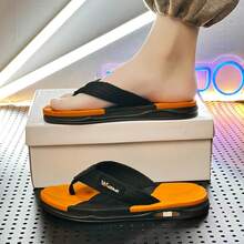 Men's Summer Flip Flops, Non-Slip Wear-Resistant Lightweight Outdoor Slippers, Comfortable Soft Sole Bathroom Shower Casual Sandals - Orange - View 6