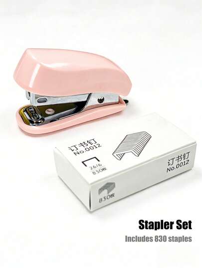 Mini Cute Student Stapler Set, Includes 12# Stapler And Staples, Compact And Portable For Home/Office Use, Effortless Stapling (1 Stapler + 1 Pack Of Staples)