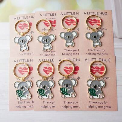 4pcs/8pcs 2D Cute Koala Keychains, Comes With Inspiring Hug Cards, Suitable As Gifts For Family, Friends, Coworkers, Thanksgiving, Birthdays, Weddings, Encouragement, Unique Decor