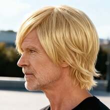 Men'S Golden Wig Short Layer Straight Hair Synthetic Halloween Role Playing Male Wig With Buckle Net - Multicolor - View 6