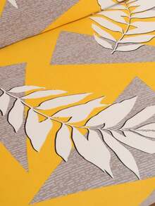 1/4pcs Leaf Printed Elastic Chair Cover, Polyester Fiber Chair Cover, Hotel Home Chair Cover - Orange - View 3