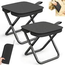2PCS Portable Folding Chairs With Zipper, Camping And Beach Stools, Lightweight, Ultralight With Double Folding, 120kg Load Capacity Each, Ideal For Camping, Fishing, Hiking, Backpacking, 41934343 - 芥末黃 - 查看 1