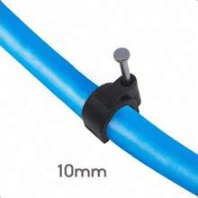 100pcs Steel Nail Cable Clips, Round Cable Management Clips 10mm - For Electrical, Ethernet, Dish Wire & Coax Cable (Black) - A - View 6