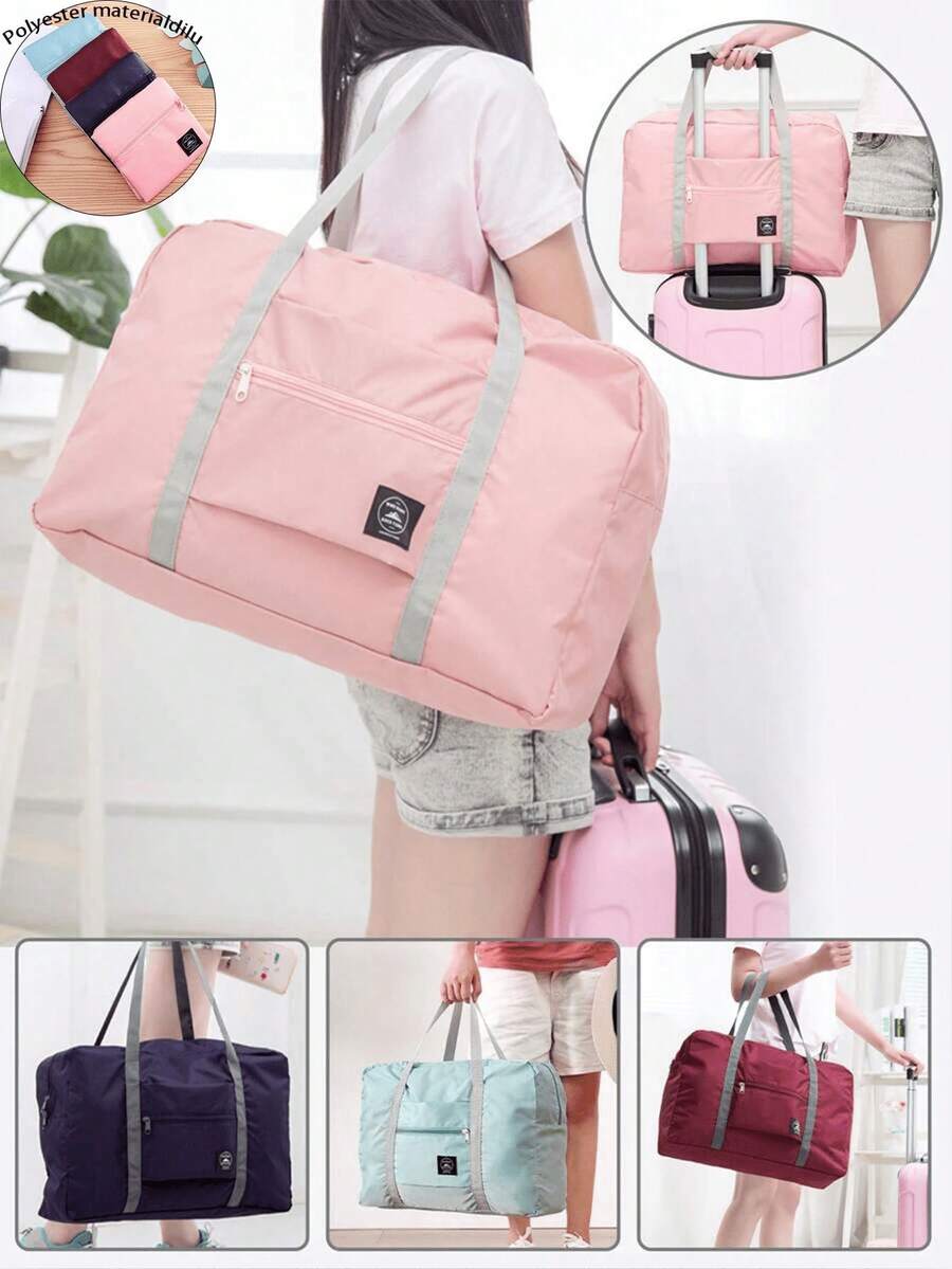 Large Capacity Travel Duffel Bag, Waterproof Foldable Weekender Bag, Carry On Luggage Bag For Women, Pink - Multicolor - View 1