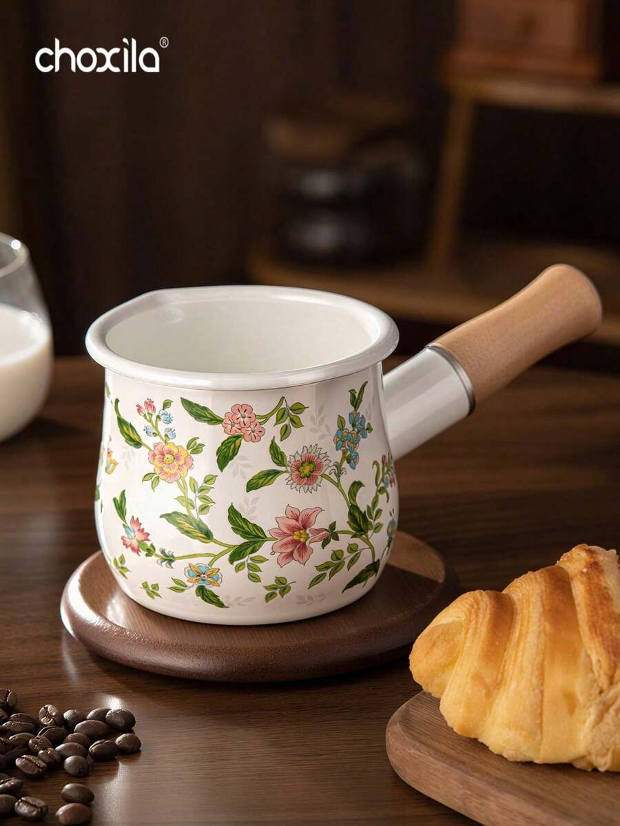 choxila 1 pieza Cafetera esmaltada, Lechera, Sartén japonesa mini de 10CM para mantequilla, Olla para comida de bebé, Apta para freír, hervir y hacer mermelada - Ver 1