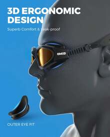 Adult Swim Goggles No Leak Design With Adjustable Silicone Strap - Polarized-allblack-coffee - View 6