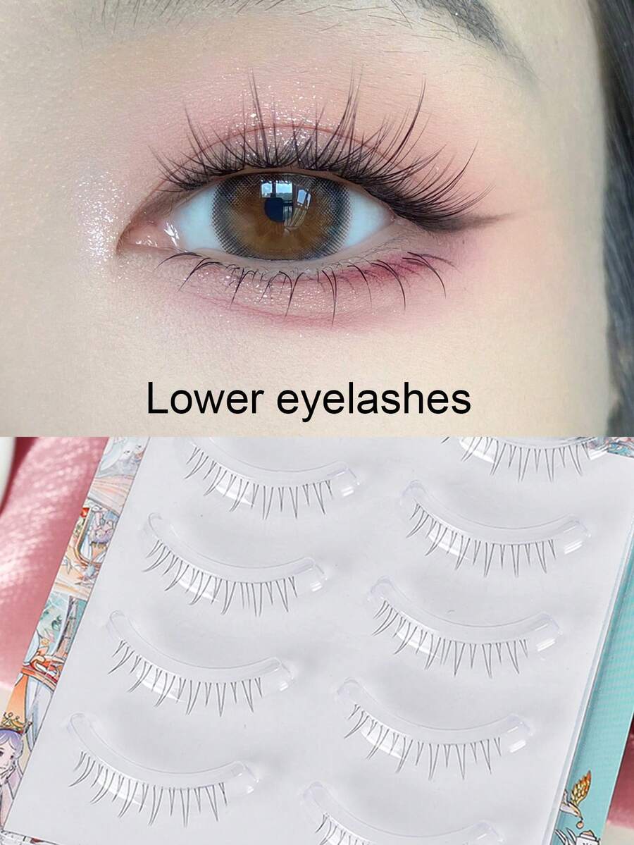 5 Pairs/Set Natural Looking Lower Lashes, Recommended For Natural Makeup - Black - View 1