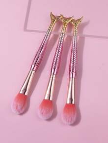 3支装渐变鱼尾腮红刷、高光刷、修容刷，多功能化妆刷，新手友好，便携易用 - 彩色 - 查看 4