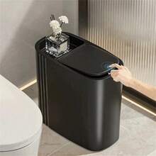 New Creative Crevice Trash Can, High-Quality Household Bathroom One-Touch Lid Garbage Bin - Black - View 9