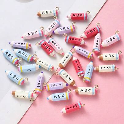 2pcs Pencil Shaped Alloy Pendant, Back To School/Teacher's Day/Graduation Gift, Suitable For DIY Crafts, Necklace, Bracelet, Bag Charm And Other Accessories