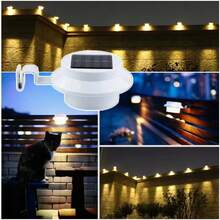 4 PCS Solar Outdoor Lights, Gutter Solar Lights, IP44 Waterproof, Smart Light Sense, 3200mAh,3LED Lights, Solar Path Lighting, Automatic Dusk To Dawn Function, Solar Searchlights And Security Lights For Patio, Garden, Garage, Driveway And Camping - White - 4pcs - View 3