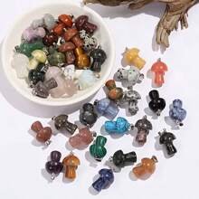 5/10/20/30 Pcs Multi-Color Mini Mushroom Crystal Pendant - Various Natural Stone Decorations, Suitable For Jewelry Making And Decoration, Random Colors - Multicolor - View 5