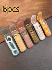 6/3 Mini Portable Storage Box, Small Parts Organizer Box/Travel Toothpick, Floss, Pill, Jewelry Storage Box/Multi-Purpose Universal Size - Multicolor - View 7