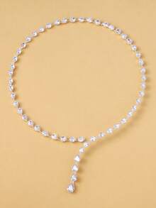 1 chiếc vòng cổ choker pha lê sang trọng, trang sức cưới, trang sức thời trang dự tiệc, vòng cổ đính đá hình giọt nước, phụ kiện thanh lịch. - Bạc - Xem 2
