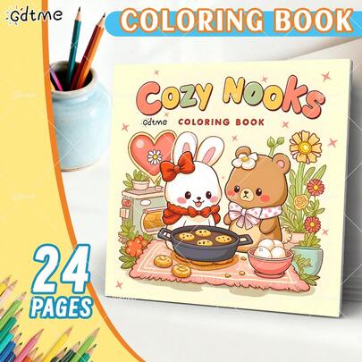 GDTME COZY NOOKS: Bold-Easy Patterns Coloring Book For Adults And Children Cute Drawing Book Perfect Gift For Easter, Mother's Day, Christmas Party, Halloween And Birthday-Cozy Scene Colouring For Relaxing : Suitable For Friends Who Love Coloring And Back To School(Cozy Space Coloring)