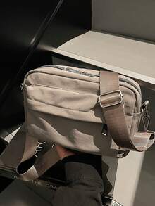 Bolso cuadrado minimalista con correa ajustable, negro - Gris - Ver 3