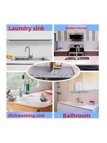 1pc Thick Silicone Faucet Splash Guard, Sink Splash Mat - Durable Thick Design, Suitable For Kitchen And Bathroom Sinks, Silicone Soap Dish With Drain Hole - Anti-Splash, Fit For Kitchen And Bathroom Sink Countertops, Home Decor, Kitchen Accessories - Multicolor - View 10