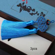 3pcs 8cm Double Coin Auspicious Cloud Tassel Pendant, Hanfu Clothing Accessory, Chinese Knot Tassel Charm, Ice Silk Fan Pendant, Bookmark - 8cm Auspicious Cloud Double Tassel - View 15
